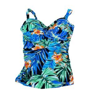 Coco Reef Women Tankini Swim Top Size 38C Floral Bright Colorful Beach Tropical